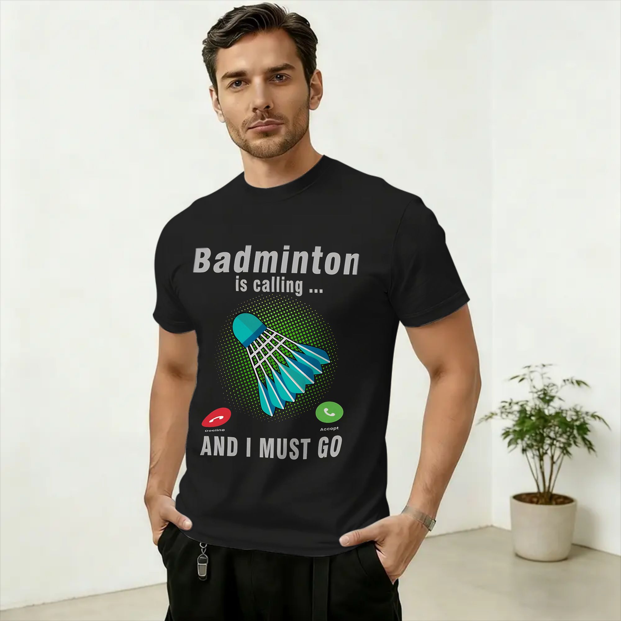 Badminton Is Calling - T-shirt da uomo con stampa 