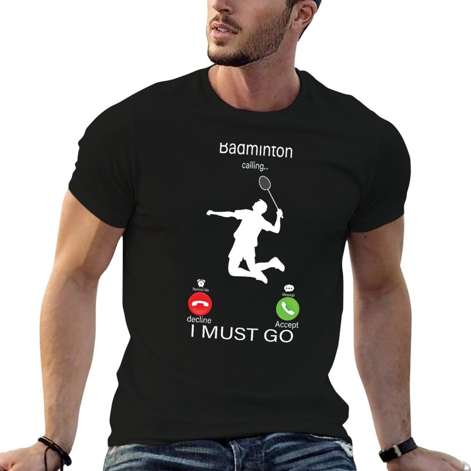 Badminton Is Calling - T-shirt da uomo in cotone con
