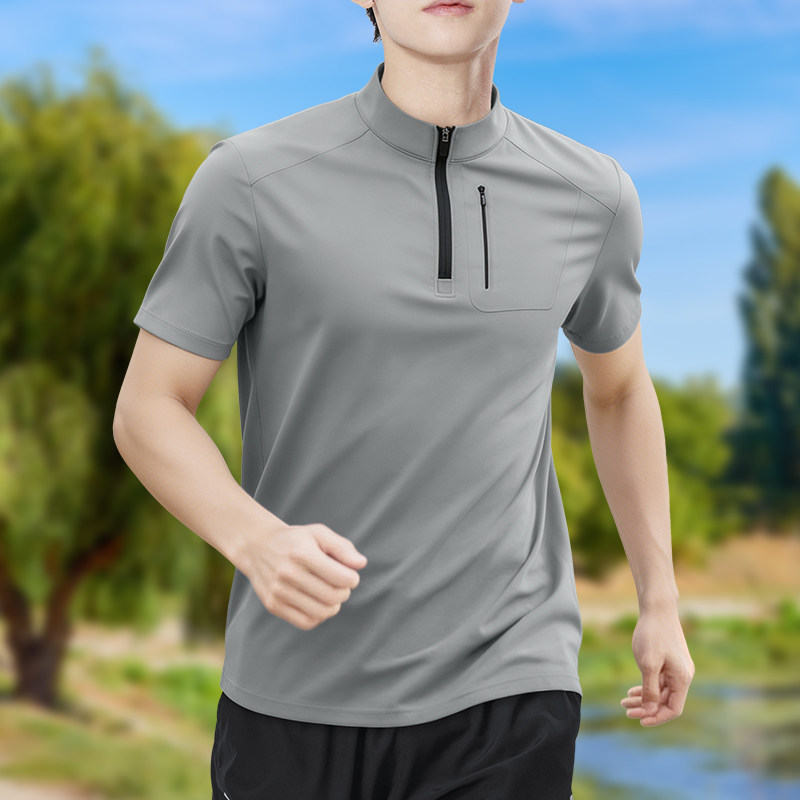 T Shirt Dry Fit - T-shirt da uomo a mezza zip,