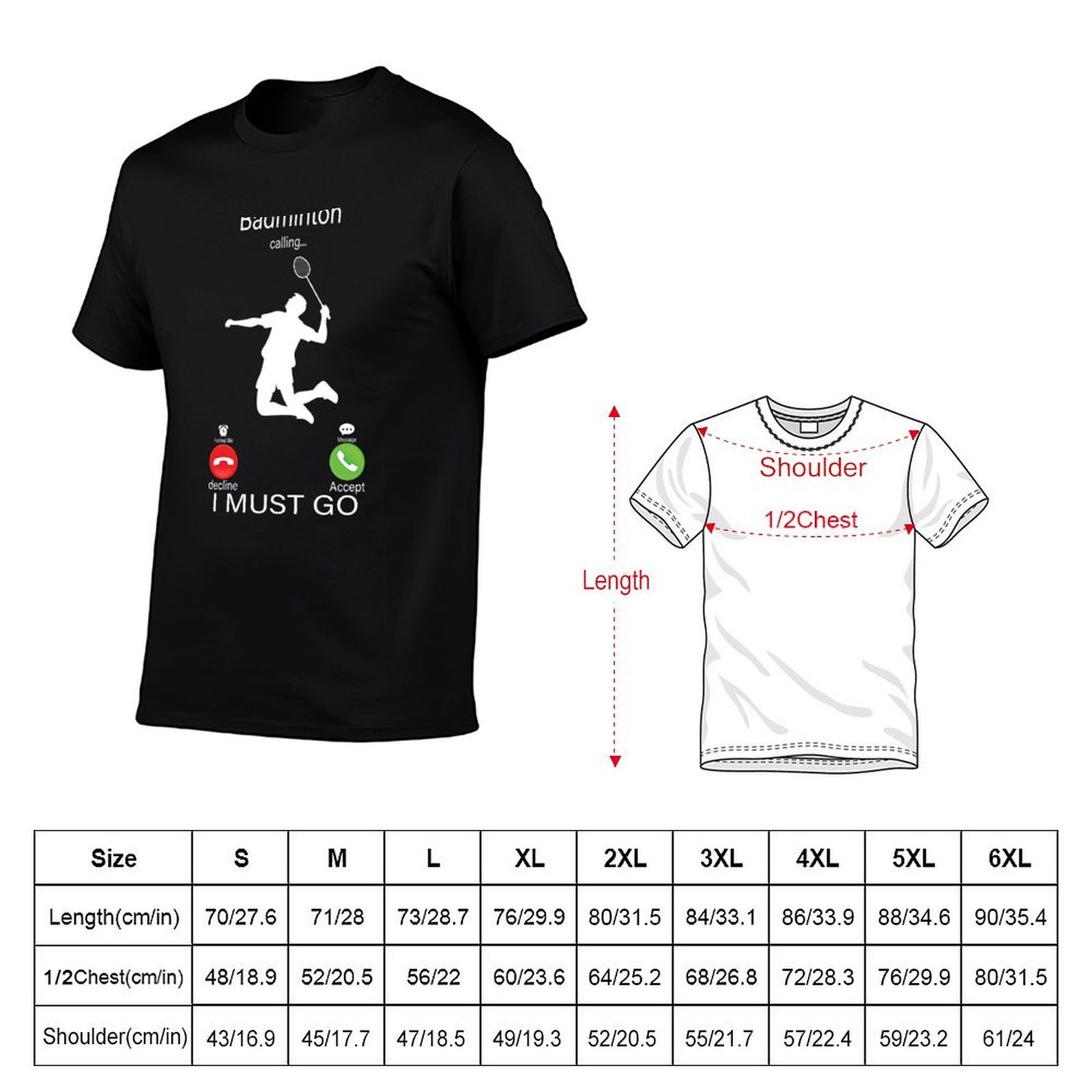 T-shirt da uomo in cotone con  - Badminton Is Calling recensione e prezzo